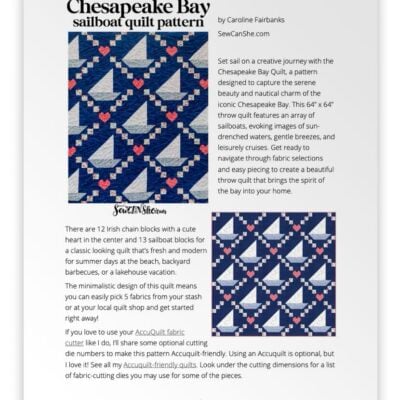 CHESAPEAKE BAY SAILBOAT QUILT PATTERN